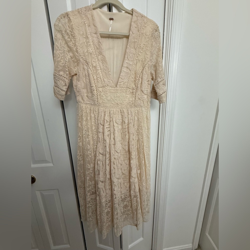 Free People Cream Lace Dress